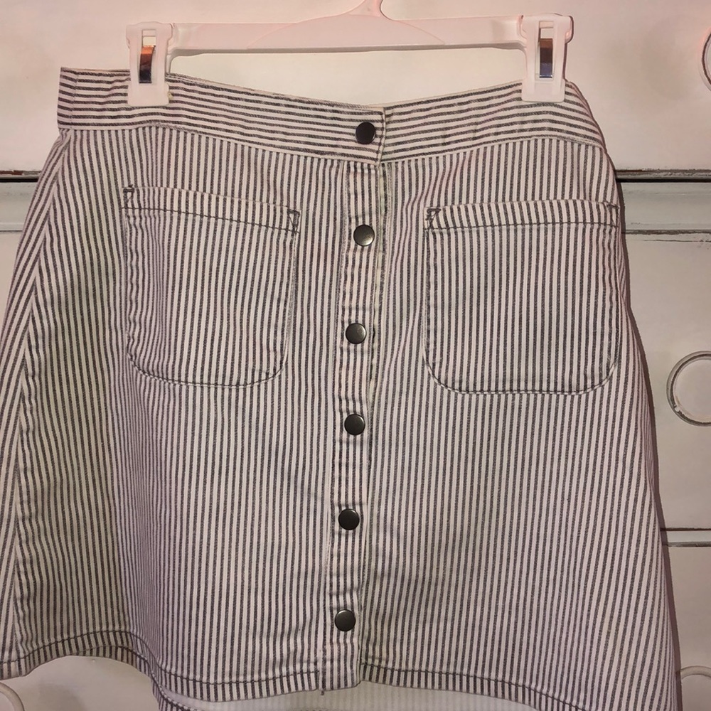 Stripped button down mini skirt